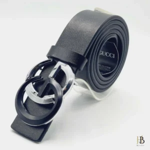 Black Leather Belt Dual Shade Buckle