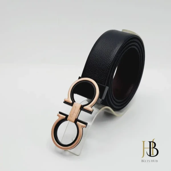 Black Leather Belt Golden Buckle