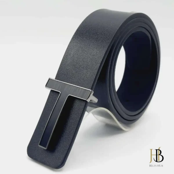 Black Leather Belt Black Buckle T