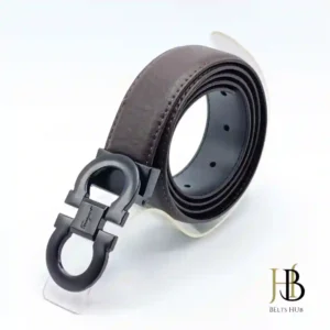 Black Leather Belt Grey Buckle