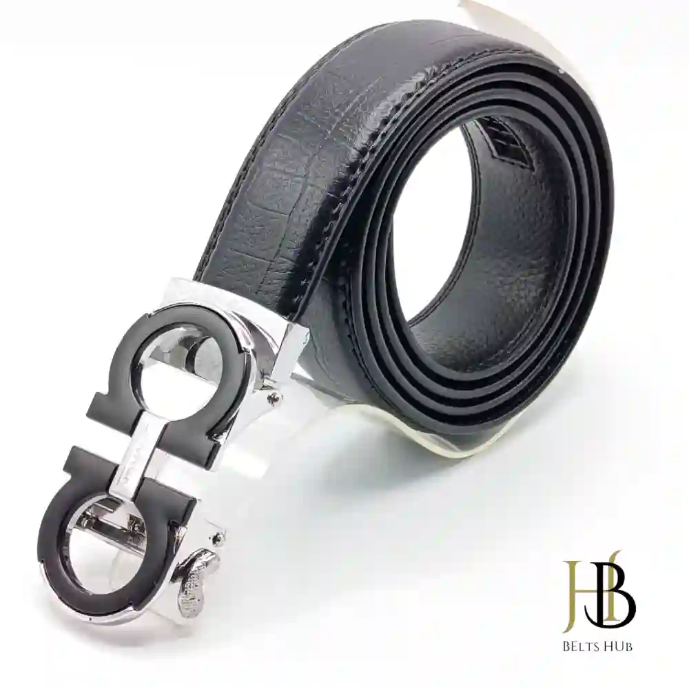 Mens Black Leather Belt Black Buckle