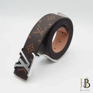 Branded Brown Belt in Silver Brand Buckle