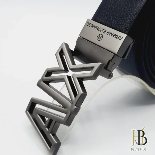 Black Leather Belt Light Silver Shade Buckle - Image 2