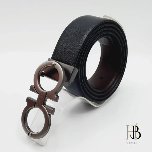 Brand Buckle Black Leather Belt