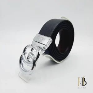 Leather Belt GG Silver Buckle