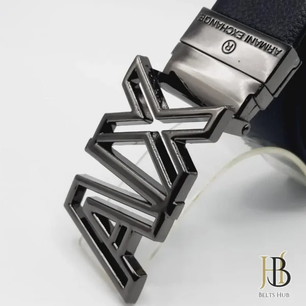 Mens Leather Belt Black Buckle - Image 2