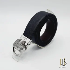 Mens Leather Belt Silver Buckle