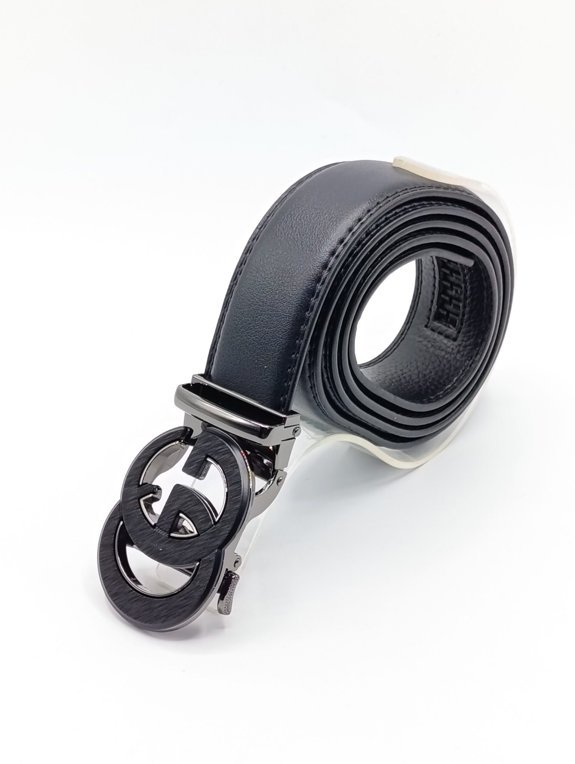 Black Leather Belt Chromium Buckle