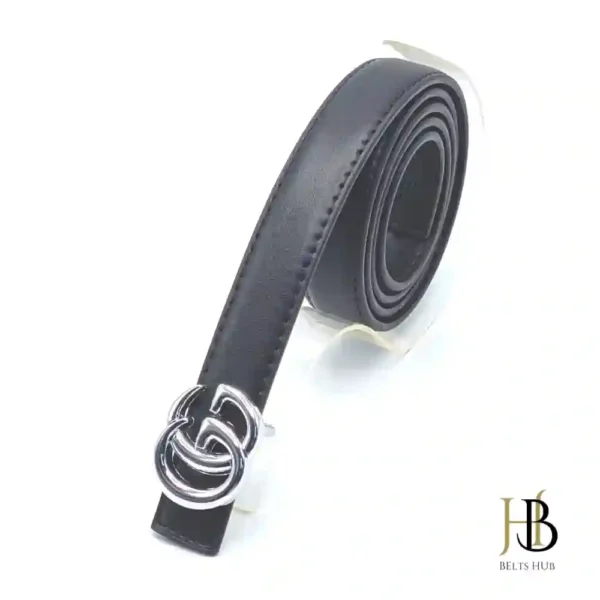 Matte Silver Buckle Black Belt