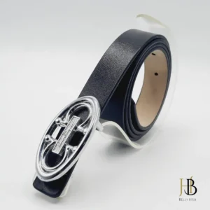 Matte Silver Buckle Black Belt