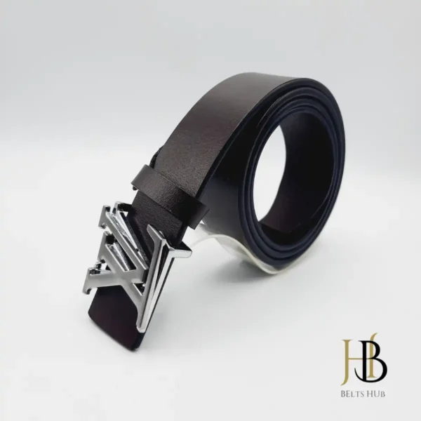 Dark Brown Belt Silver Brand Buckle