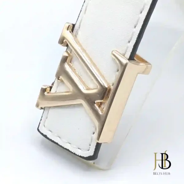 White Brand Belt Golden Buckle - Image 2