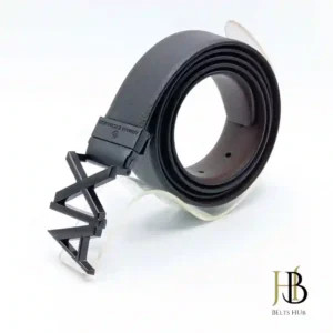 All Black Leather Belt and Buckle