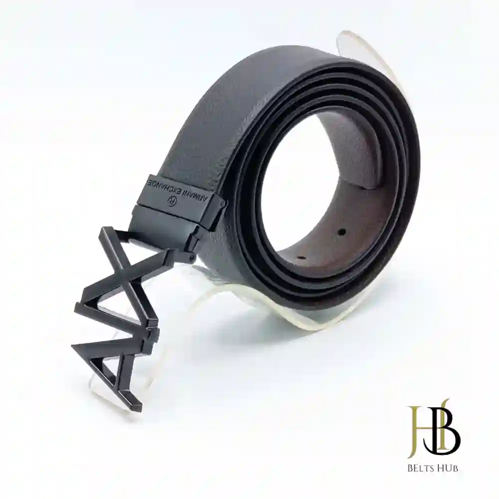 All Black Leather Belt and Buckle