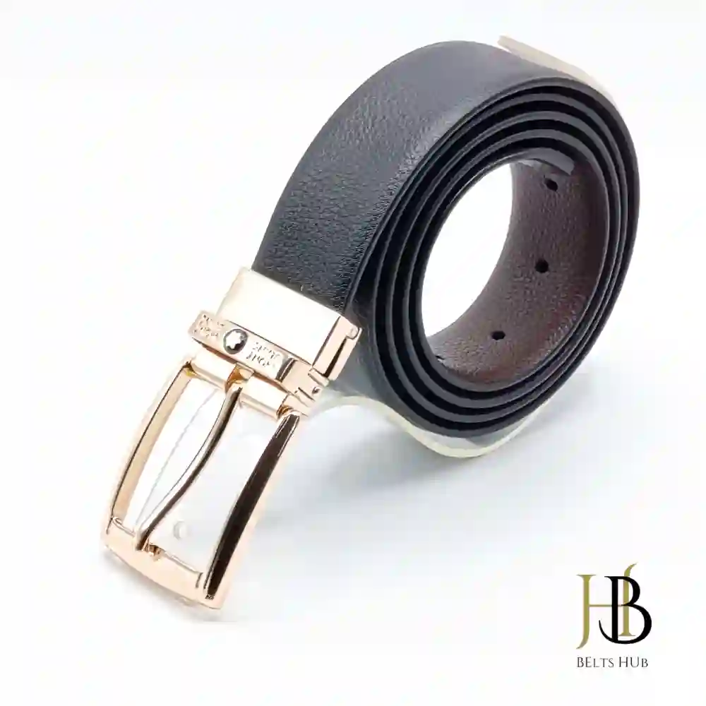 Stylish Black Belt Golden Buckle
