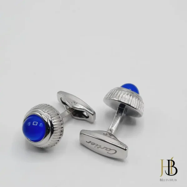 #0000FF Silver Cufflink for Men