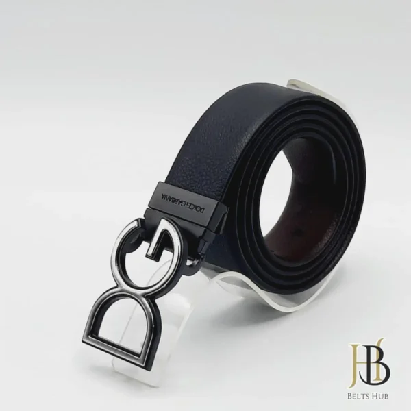 High-Quality Black Leather Belt with Metallic Buckle
