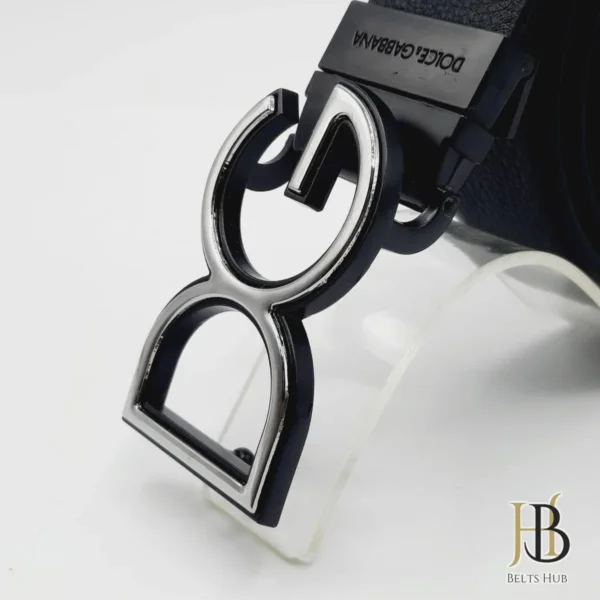 High-Quality Black Leather Belt with Metallic Buckle - Image 2