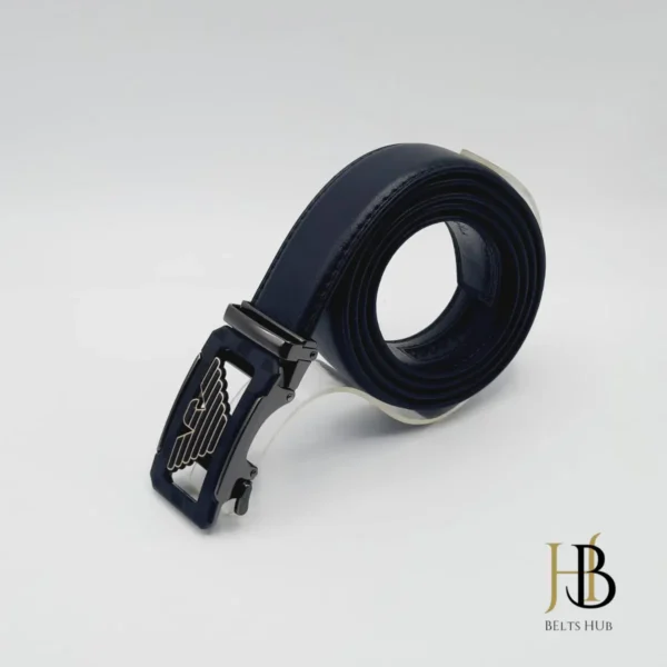 Black Autolock Brand Buckle Leather Belt