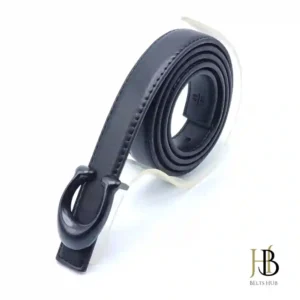 Black Leather Belt for Women Black Buckle