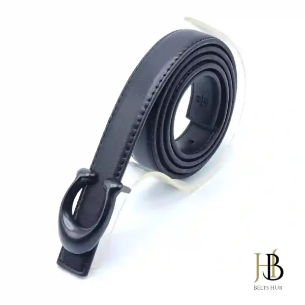 Black Leather Belt for Women Black Buckle