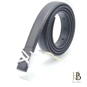 717 Black Womens Belt Silver Buckle