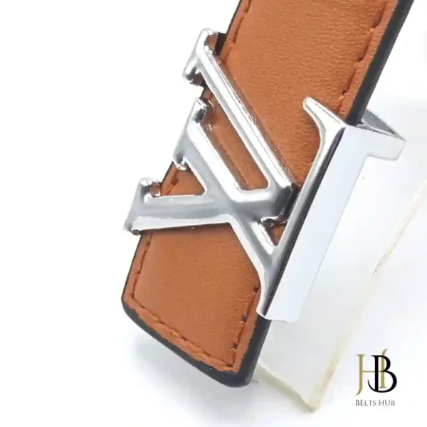 717 Brown Womens Belt Silver Buckle - Image 2