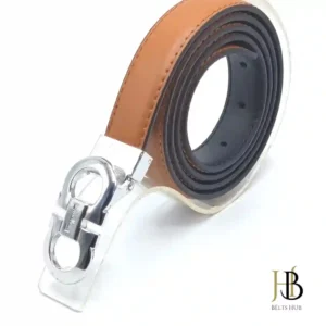 Ferra Brown Womens Belt Silver Buckle