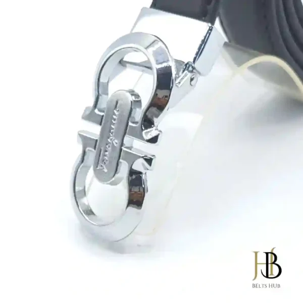 Ferra Black Womens Belt Silver Buckle - Image 2