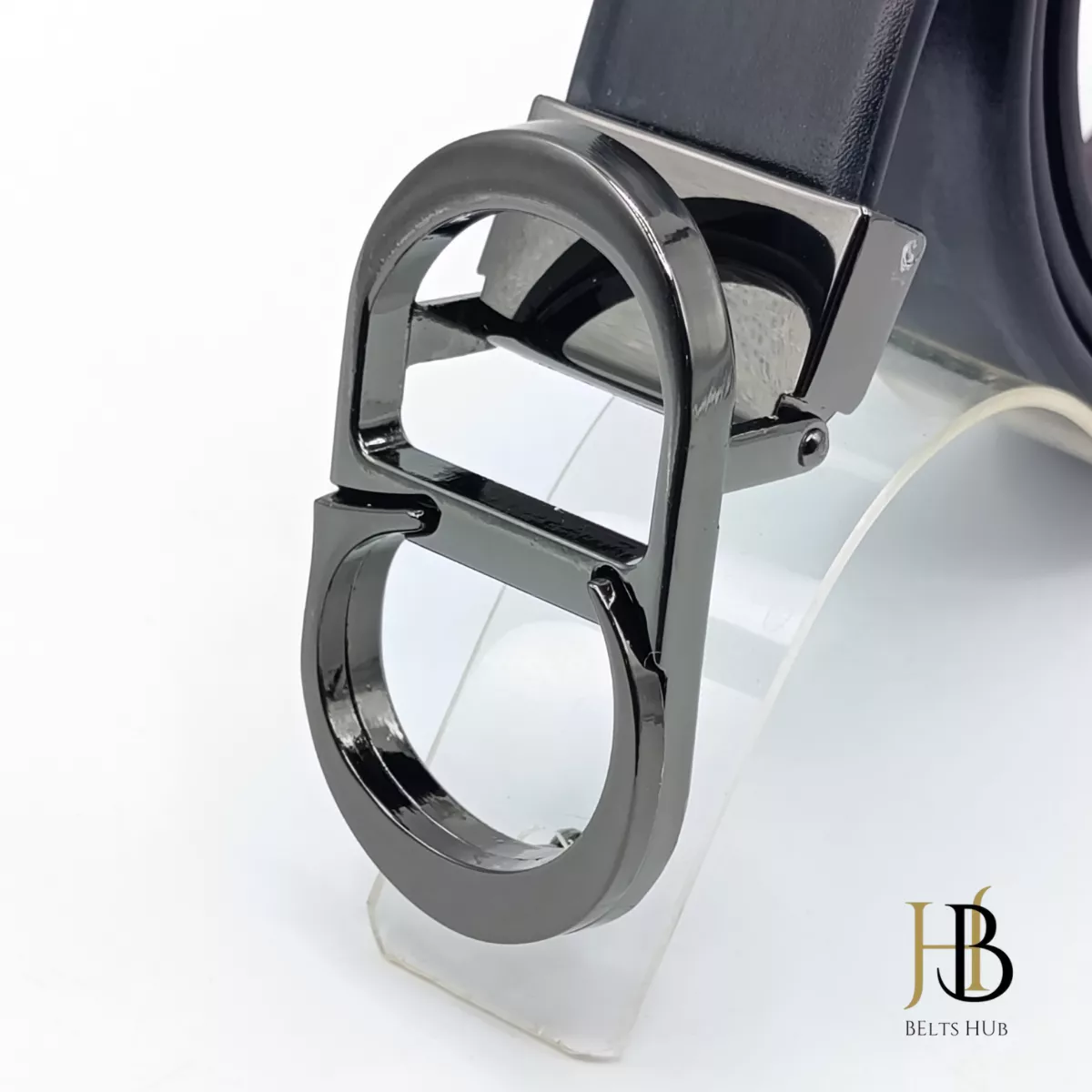 Simple Pinhole Gunmetal Buckle Belt - Image 2